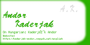 andor kaderjak business card